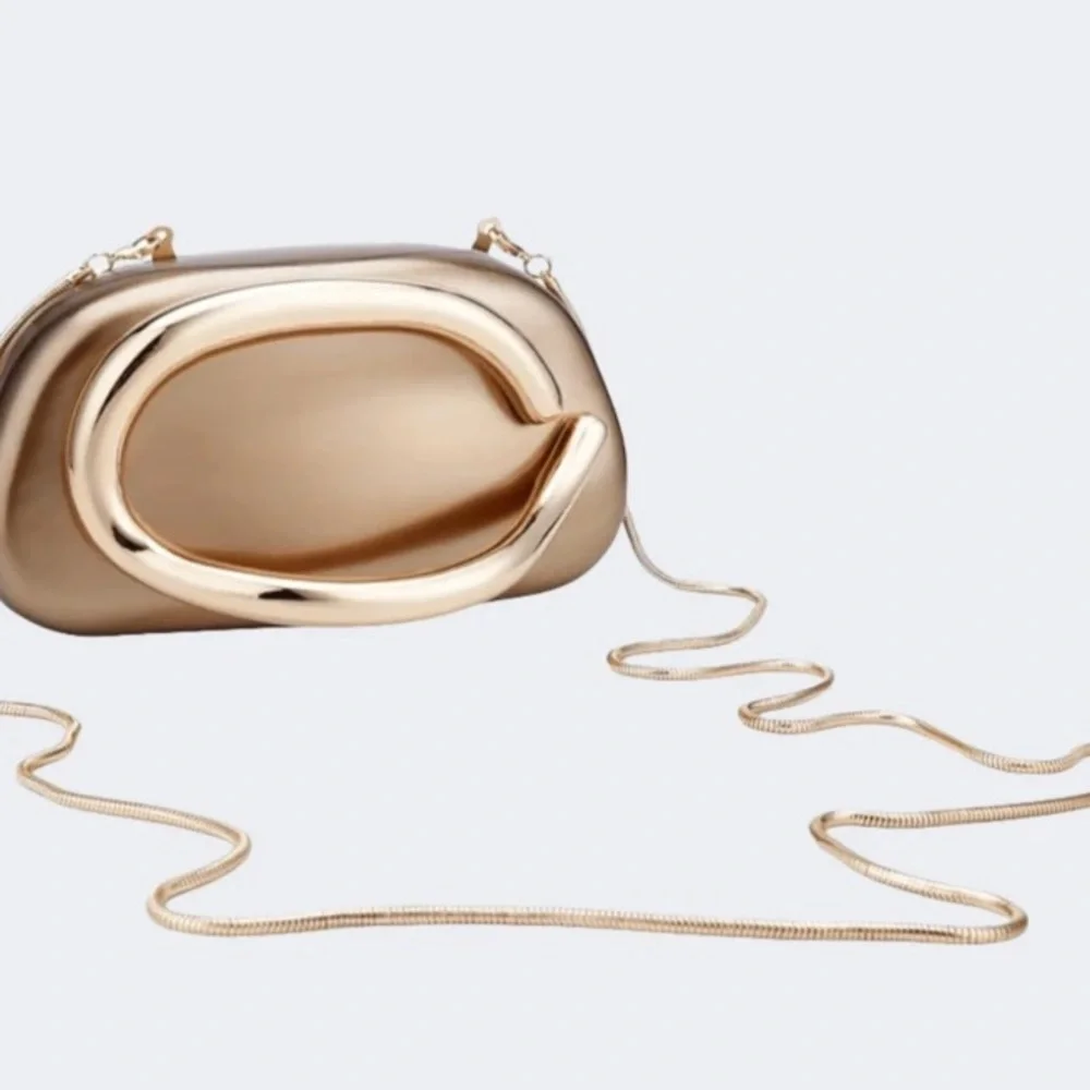 Gold Bronze Metallic Crossbody Clutch Bag